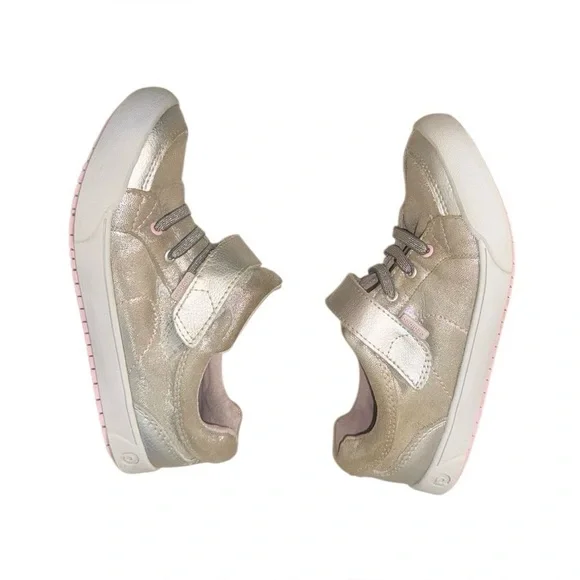 PEDIPED Dani Silver leather sneakers no tie girl’s tennis shoes size 33 1.5 2 - Picture 12 of 17